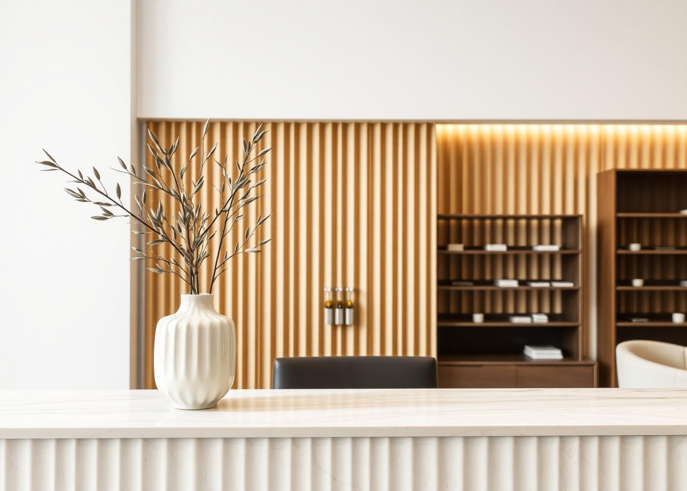 Receptionen hos KOSMOS SALONG i marmor och champagneguld