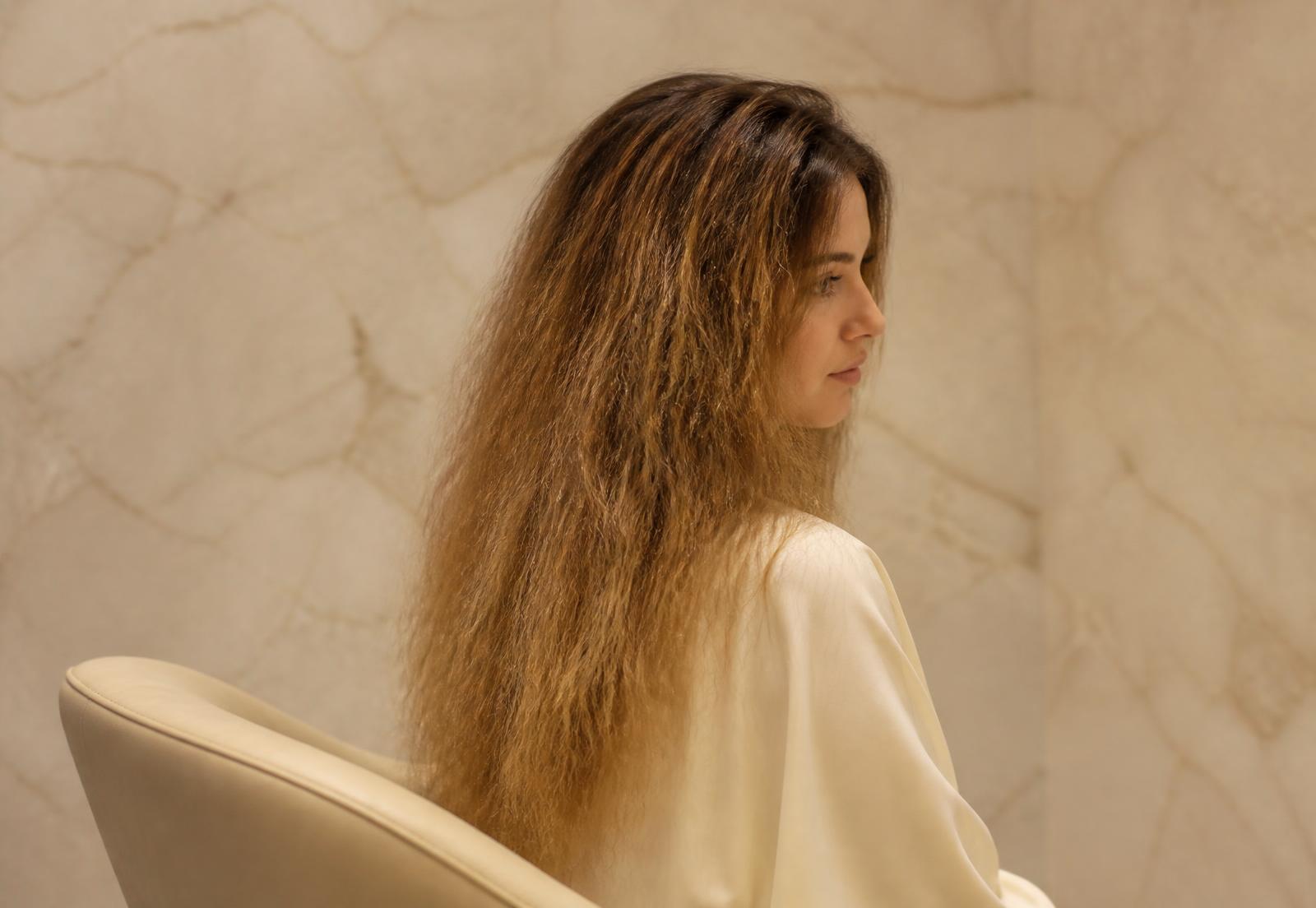 Keratinbehandling – Före